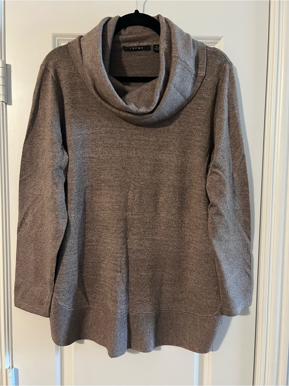 Cyrus Taupe Cowl Neck Pullover Sweater